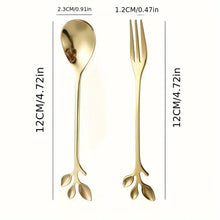 Load image into Gallery viewer, 10-Piece Cherry Blossom Stainless Steel Cutlery Set, Gold Finish, Elegant Forks and Spoons