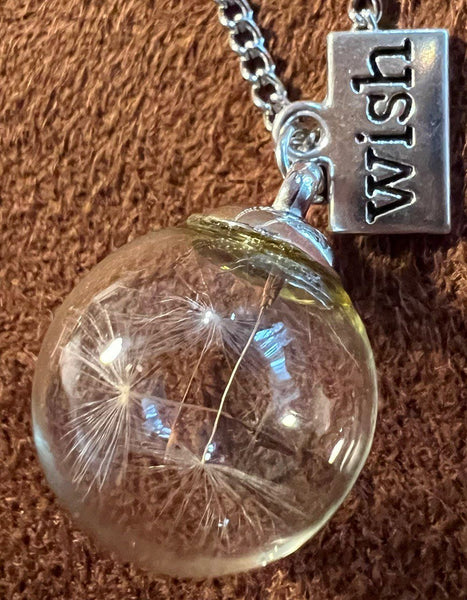 Wish Necklace with a Bottle Containing Four-Leaf Clover
