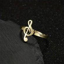 Load image into Gallery viewer, Adjustable Stainless Steel Single Ring - Elegant Musical Note Design, Opening Ring, Finger Jewelry, G Key