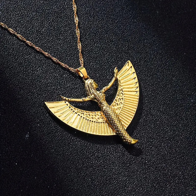 Copper Goddess Pendant Necklace - Elegant Ancient Egyptian Occult Deity Jewelry with No Mosaic Material and No Plating - Unique Cudi Man On The Moon