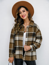 Load image into Gallery viewer, Shiny Plaid Button Up Collared Neck Jacket in 4 Colors