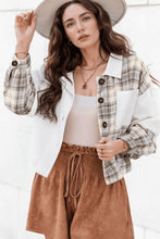 Load image into Gallery viewer, Corduroy Plaid Button Up Drop Shoulder Shacket