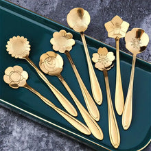 Load image into Gallery viewer, 8-Piece Delightful Flower-Shaped Spoon Set - Durable Stainless Steel, Perfect for Tea, Coffee, Ice Cream, Dessert, and Honey