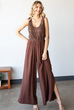 Load image into Gallery viewer, First Love Tie Back Sleeveless Slit Wide Leg Jumpsuit