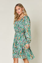 Load image into Gallery viewer, Double Take Full Size Printed Drawstring Waist Long Sleeve Dress