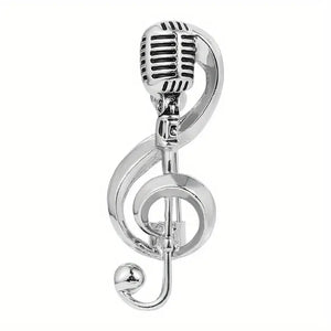 1pc Music Mic Brooch Pin - Elegant Music-Themed Accessory with Functional Microphone Pin for Musicians and Music Lovers