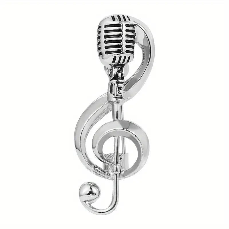 1pc Music Mic Brooch Pin - Elegant Music-Themed Accessory with Functional Microphone Pin for Musicians and Music Lovers