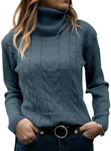 Load image into Gallery viewer, Women&#39;s Turtleneck Long Sleeve Cable Knit Sweaters for Fall &amp; Winter