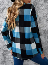 Load image into Gallery viewer, Womens Basic Casual V Neck Plaid Print Cotton Cuffed Long Sleeve Work Tops Blouses Shirts S-3XL