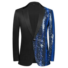 Load image into Gallery viewer, Men Black Sequin Shiny Prom Suit Jacket One Button Slim Fit, Perfect for Musicians, Event Hosts, and Event Managers