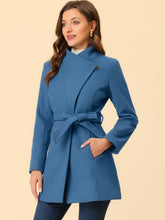 Load image into Gallery viewer, Women&#39;s Classic Stand Collar Long Sleeve Winter Belted Long Coat