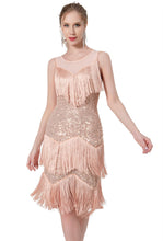 Load image into Gallery viewer, Z&amp;X Women&#39;s Salsa Latin Dance Dress Glitter Sequin Fringe Flapper Party Dress Ballroom Dance Outfits