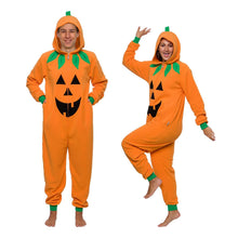 Load image into Gallery viewer, Funziez! Slim Pumpkin Adult Onesie - Jack O Lantern Halloween Costume - One Piece Cosplay Suit for Adults, Women and Men