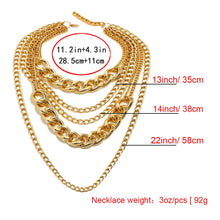 Load image into Gallery viewer, Punk Chain Chunky Necklaces for women Multilayer Collar Necklace Gold in 9 Different Styles