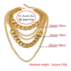 Punk Chain Chunky Necklaces for women Multilayer Collar Necklace Gold in 9 Different Styles