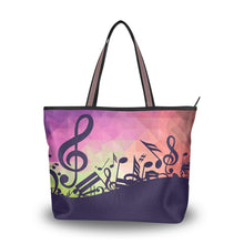 Load image into Gallery viewer, WIHVE Tote Bag Music Note Triangle Shoulder Handbag Travel Beach Bags With Zipper