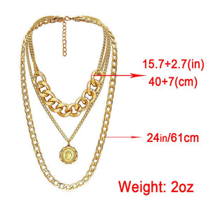 Punk Chain Chunky Necklaces for women Multilayer Collar Necklace Gold in 9 Different Styles