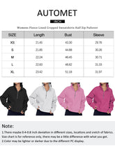 Load image into Gallery viewer, AUTOMET Womens Sweatshirts Half Zip Cropped Pullover Fleece Quarter Zipper Hoodies Fall outfits Clothes Thumb Hole