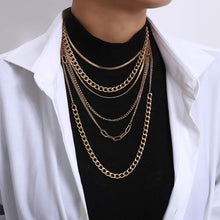 Load image into Gallery viewer, Punk Chain Chunky Necklaces for women Multilayer Collar Necklace Gold in 9 Different Styles