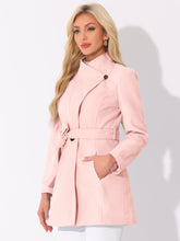 Load image into Gallery viewer, Women&#39;s Classic Stand Collar Long Sleeve Winter Belted Long Coat