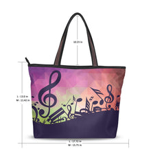 Load image into Gallery viewer, WIHVE Tote Bag Music Note Triangle Shoulder Handbag Travel Beach Bags With Zipper