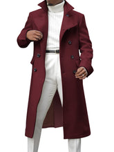 Load image into Gallery viewer, Ebifin Men&#39;s Notch Lapel Double Breasted Long Trench Coat Casual Cotton Blend Peacoat