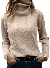 Load image into Gallery viewer, Women&#39;s Turtleneck Long Sleeve Cable Knit Sweaters for Fall &amp; Winter