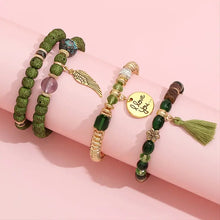 Load image into Gallery viewer, Women Ethnic Layered Crystal New Release Tassel Leaf Alloy Beaded Bracelet