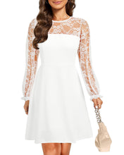 Load image into Gallery viewer, Women&#39;s Cocktail Dresses Crew Neck Short A Line Dress with Lace Sleeves