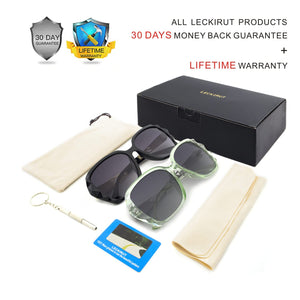 LECKIRUT Oversized Sunglasses for Women Polarized UV Protection Classic Fashion Ladies Shades Black Frame Gray Lens