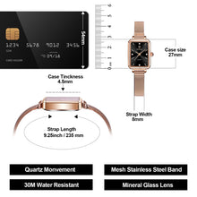 Load image into Gallery viewer, Women&#39;s Casual Watch, Rose Gold Tone Mesh Bracelet Stainless Steel Square Dress Watches for Women, Fashion Business Analog Quartz Ladies Small Wrist Watch