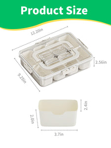 Snackle Box Container - Snack Box Container with 8 Compartments, Divided Serving Tray with Lid and handle for Charcuterie and Veggie, Portable Snack Tray for Travel, Picnic, Beach, Party, Lunch