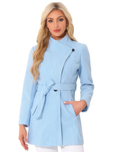 Load image into Gallery viewer, Women&#39;s Classic Stand Collar Long Sleeve Winter Belted Long Coat