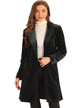 Load image into Gallery viewer, Velvet Coat for Women&#39;s Lapel Double-Breasted Long Outerwear Winter Coats