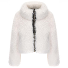 Load image into Gallery viewer, FYYIYI Women Faux Fur Jacket Zip Up Large Turn-Down Collar for Short Jackets Fall and Winter Warm Fluffy Cardigan Coat