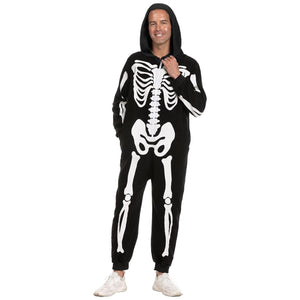 Spooktacular Creations Unisex Skeleton Family Matching Pajama Jumpsuit for Men Halloween Dress Up Party Themed Party Cosplay