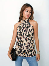 Load image into Gallery viewer, Leopard Print Blouse - Alluring Halter Neck Design, Daring Keyhole Accent, Comfortable Sleeveless Style, Stylish Women&#39;s Clothing