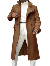 Load image into Gallery viewer, Ebifin Men&#39;s Notch Lapel Double Breasted Long Trench Coat Casual Cotton Blend Peacoat