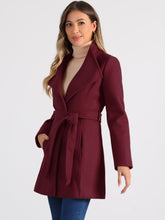 Load image into Gallery viewer, Women&#39;s Classic Stand Collar Long Sleeve Winter Belted Long Coat