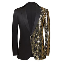 Load image into Gallery viewer, Men Black Sequin Shiny Prom Suit Jacket One Button Slim Fit, Perfect for Musicians, Event Hosts, and Event Managers