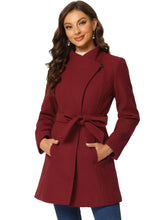 Load image into Gallery viewer, Women&#39;s Classic Stand Collar Long Sleeve Winter Belted Long Coat