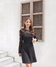 Load image into Gallery viewer, Women&#39;s Cocktail Dresses Crew Neck Short A Line Dress with Lace Sleeves