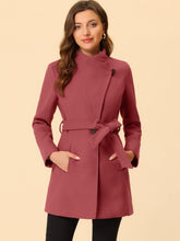 Load image into Gallery viewer, Women&#39;s Classic Stand Collar Long Sleeve Winter Belted Long Coat