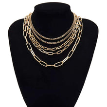 Load image into Gallery viewer, Punk Chain Chunky Necklaces for women Multilayer Collar Necklace Gold in 9 Different Styles