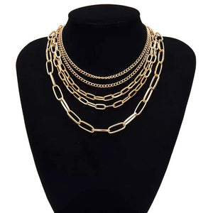 Punk Chain Chunky Necklaces for women Multilayer Collar Necklace Gold in 9 Different Styles