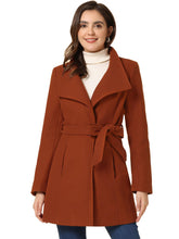 Load image into Gallery viewer, Women&#39;s Classic Stand Collar Long Sleeve Winter Belted Long Coat