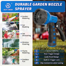 Load image into Gallery viewer, AUTOMAN-Garden-Hose-Nozzle,ABS Water Spray Nozzle with Heavy Duty 7 Adjustable Watering Patterns,Slip Resistant for Plants,Lawn,Washing Cars,Cleaning,Showering Pets &amp; Outdoor Fun.