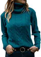 Load image into Gallery viewer, Women&#39;s Turtleneck Long Sleeve Cable Knit Sweaters for Fall &amp; Winter