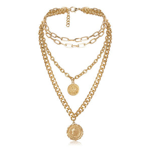 Punk Chain Chunky Necklaces for women Multilayer Collar Necklace Gold in 9 Different Styles