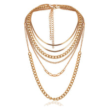 Load image into Gallery viewer, Punk Chain Chunky Necklaces for women Multilayer Collar Necklace Gold in 9 Different Styles